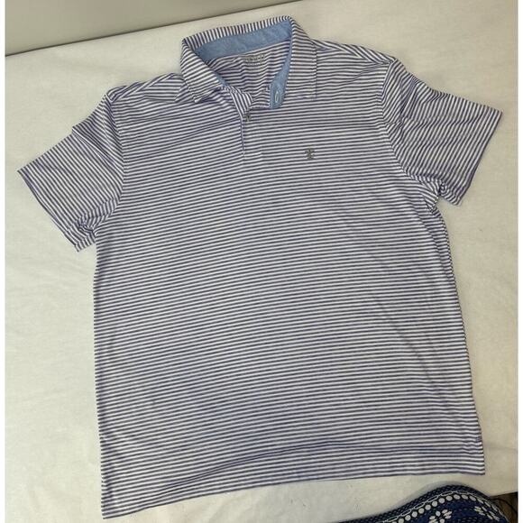 IZOD Golf Lavender Purple White Stripe Polo Shirt Size XL - Picture 1 of 9